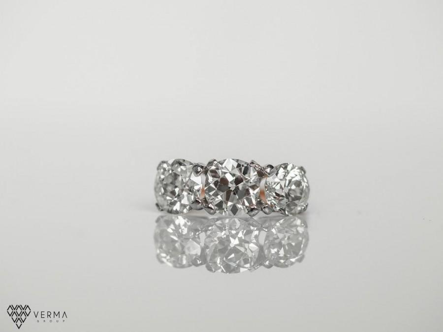 Hochzeit - Circa 1941 - Rose Gold & Platinum - 3 Stone - GIA CERTIFIED Old European Diamond Engagement Ring VEGATL#321