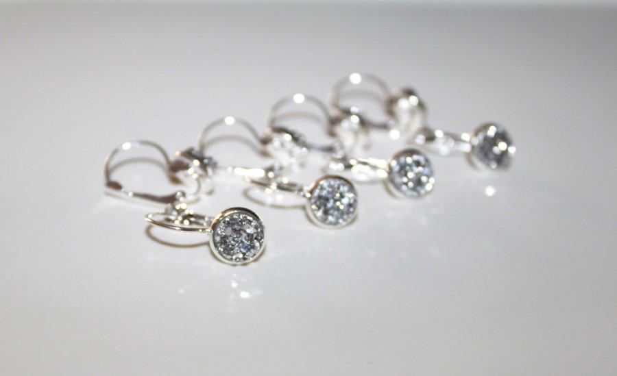 زفاف - FLASH SALE MEDIUM Silver Dangle Earrings / 10 mm / Faux Resin Jewelry / Bridesmaid gift set of 3, 4, 5, 6, 7, 9, 10 / Gift for her