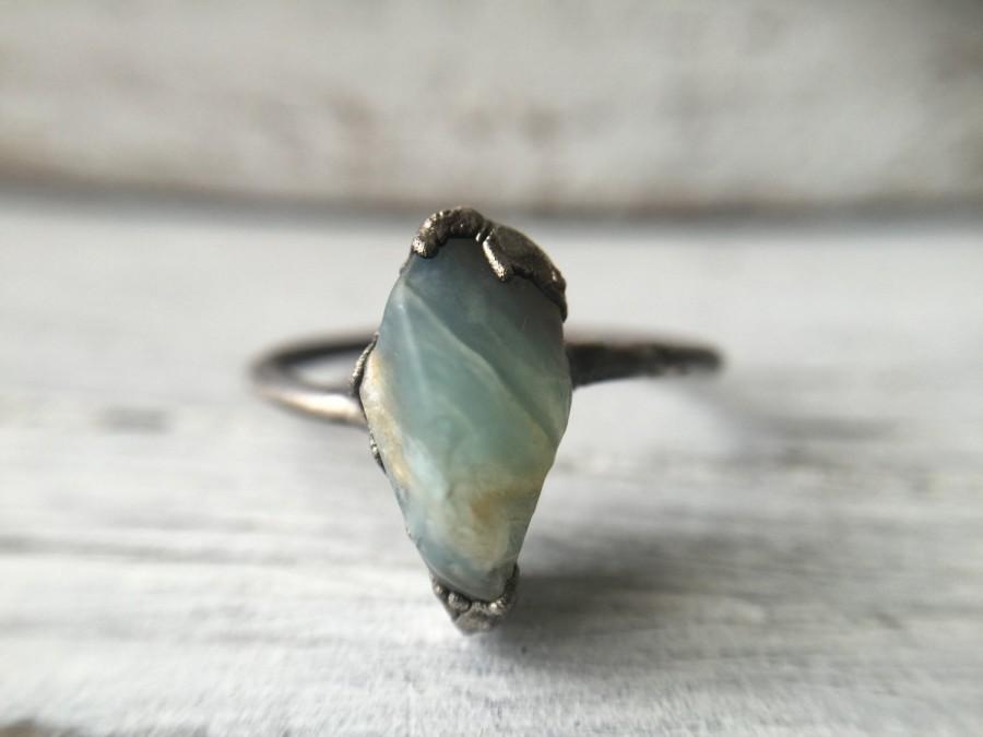 Свадьба - Peruvian Opal Alternative Engagement Ring - Boho Lux Ring - Dainty Opal Statement Ring -  Something Blue Wedding Jewelry - Graduation Gift