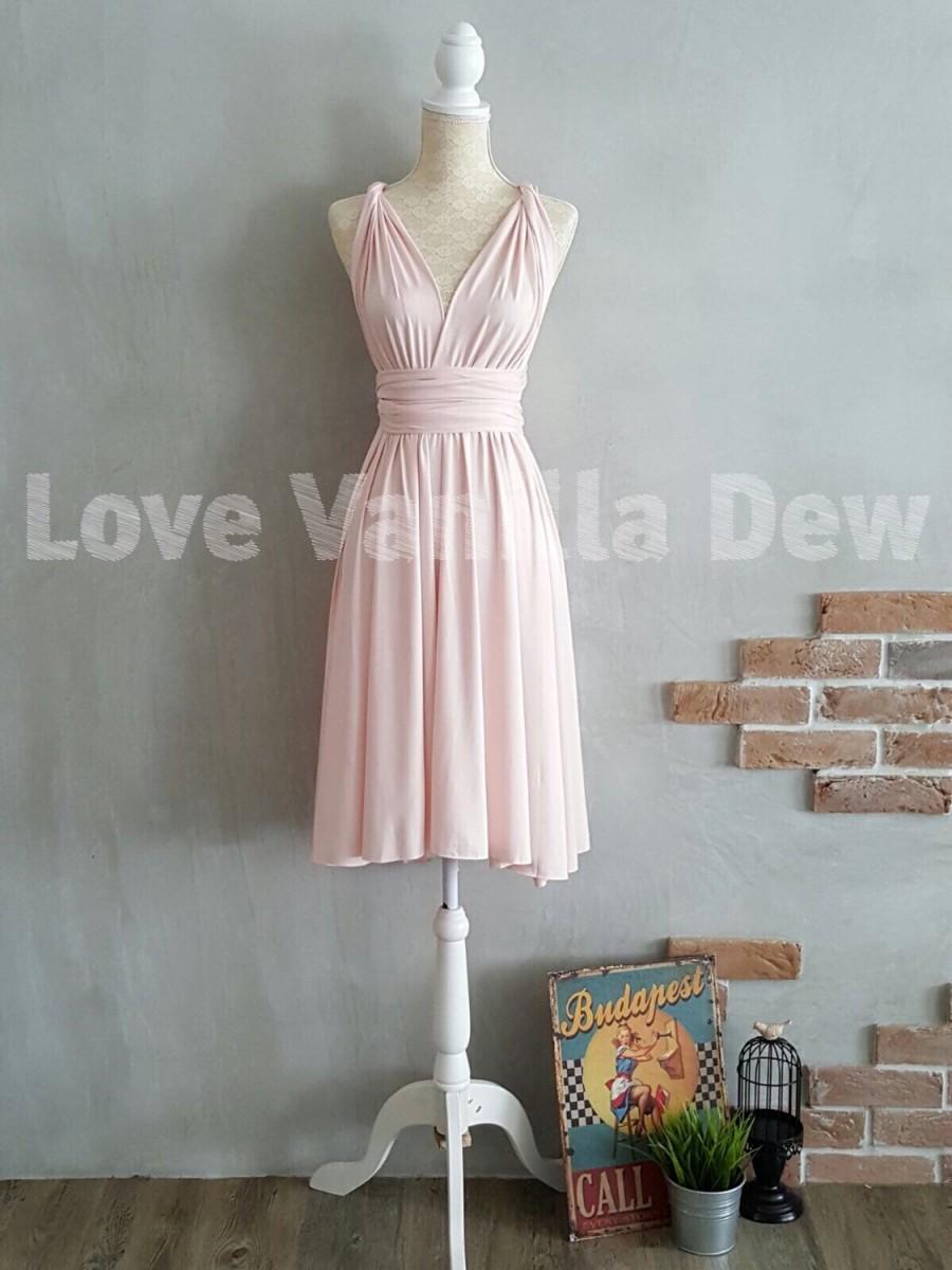 زفاف - Bridesmaid Dress Infinity Dress Straight Hem Blush Knee Length Wrap Convertible Dress Wedding Dress