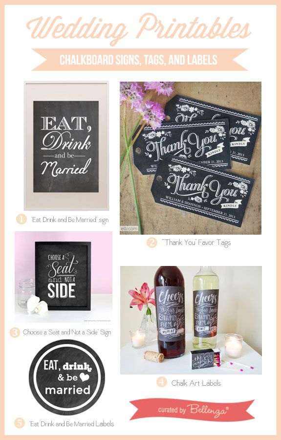 زفاف - DIY Wedding Printables: Chalkboard Signs, Tags  And Labels