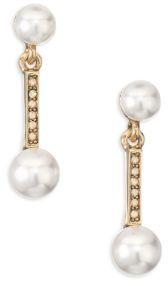 Mariage - Oscar de la Renta Faux Pearl & Crystal Drop Earrings