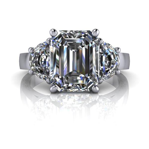 Mariage - Forever Brilliant Moissanite Emerald Cut Engagement Ring 3.24 CTW
