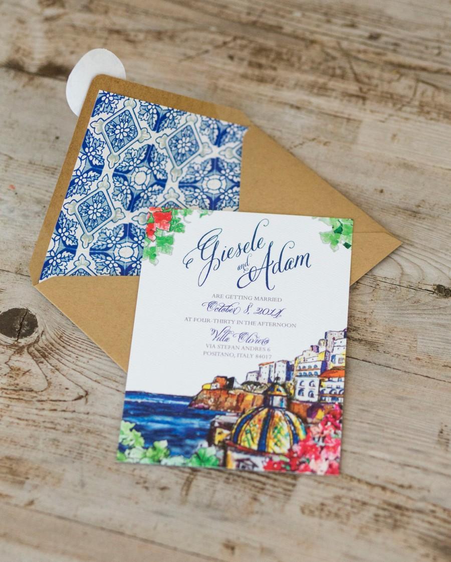 Wedding - Positano Wedding Invitation, Italian Amalfi Coast Wedding