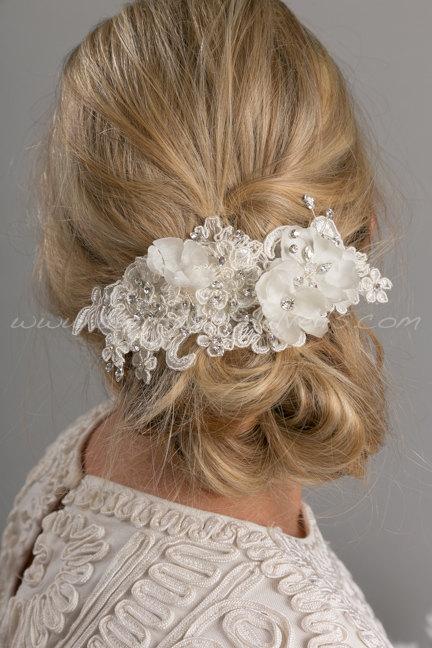 زفاف - Bridal Lace Hair Comb, Wedding Lace Headpiece, Wedding Hair Accessory - Celine