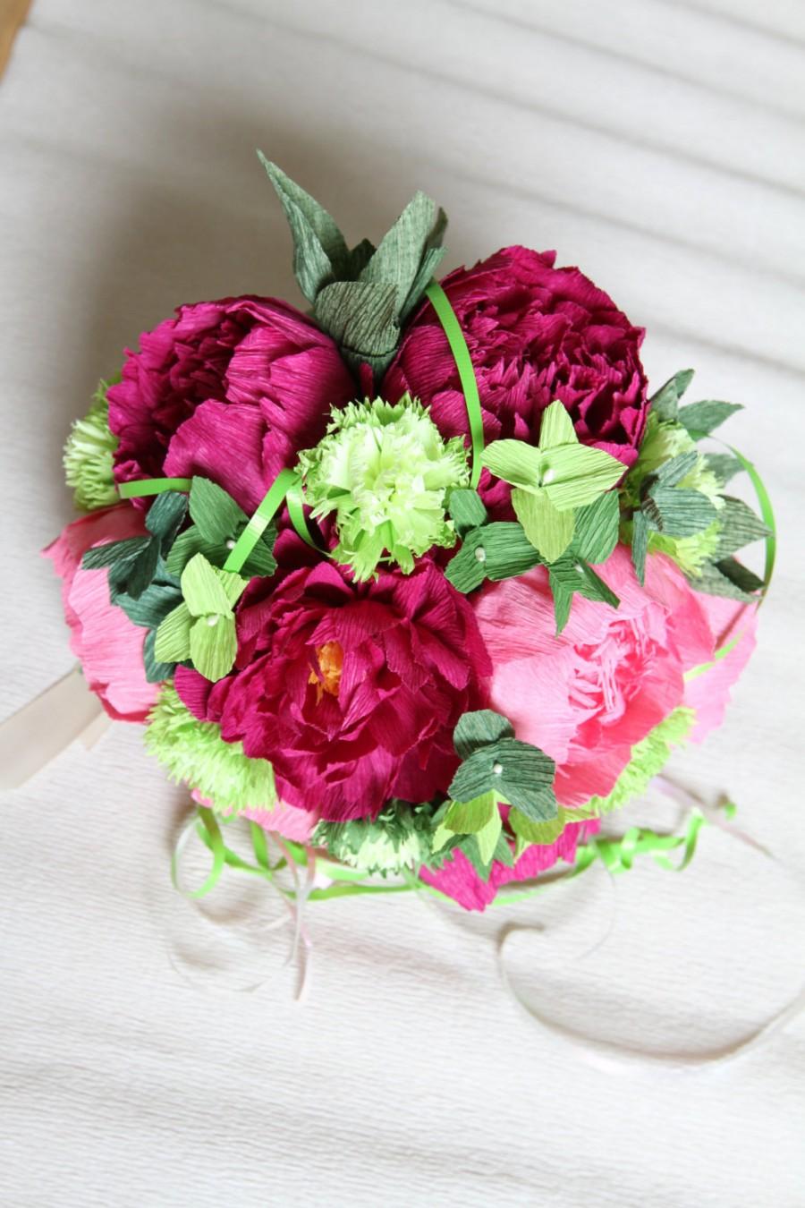 Wedding - 1 Peonies bouquet- wedding peonies -roses - bridal bouquet- crepe paper flowers- wedding bouquet- paper peonies-wedding decoration