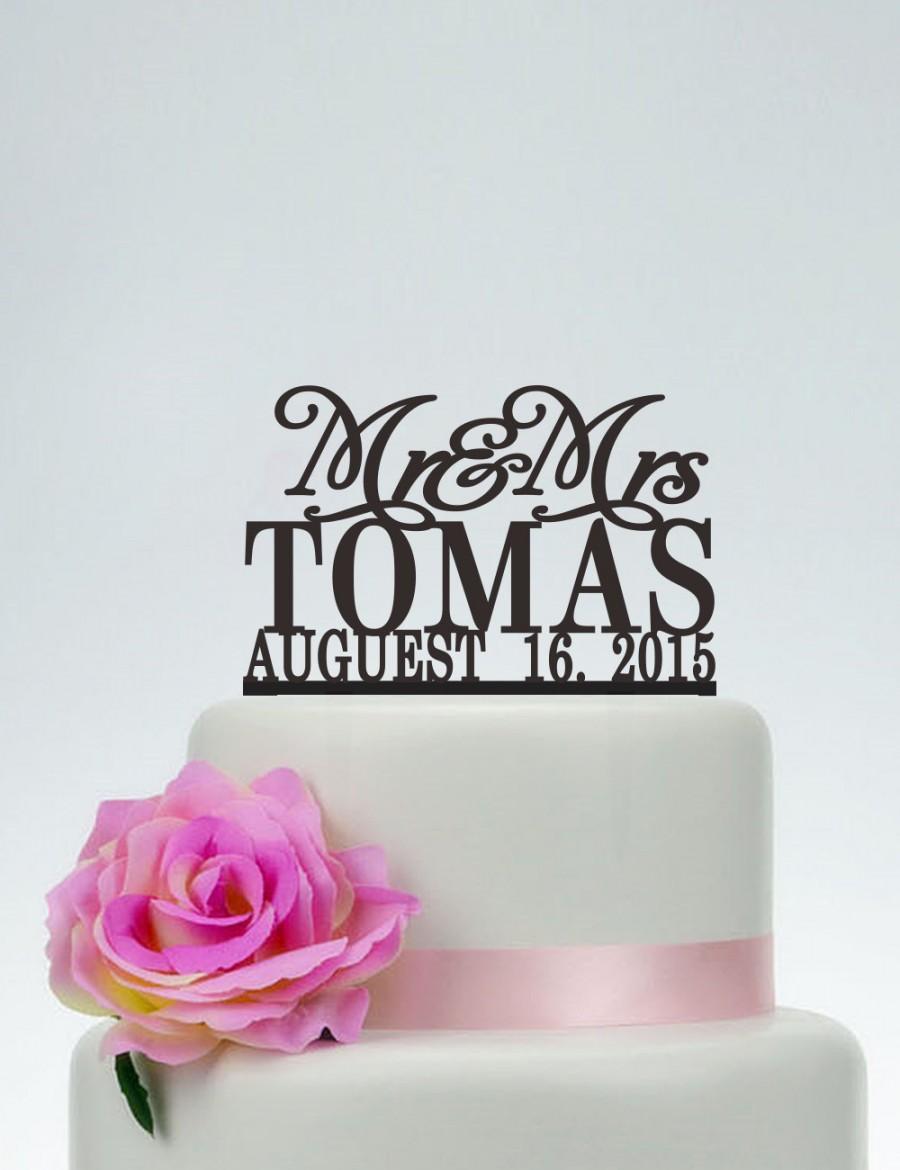 Mariage - Mr and Mrs Cake Topper With Last Name,Wedding Cake Topper,Custom Cake Topper,Personalized Cake Topper,Rustic Cake Topper C078