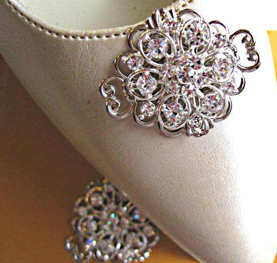 Duosheng & Elegant AJ Crystal Dress Hat Shoe Decorations Clips Accessories Fashion Rhinestones Wedding Prom Party Shoe Clips 
