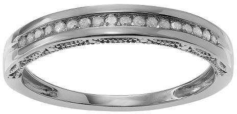 Wedding - Diamond 1/5 CT. T.W. Round-Cut Diamond Wedding Channel-Set Ring in Sterling Silver (HI-I3) - Silver