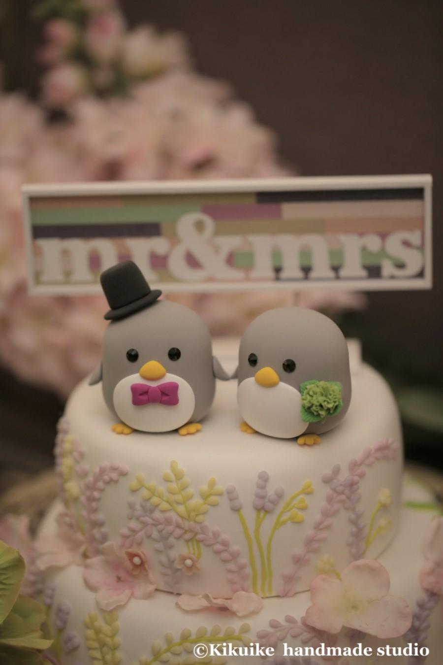 Mariage - Penguins wedding cake topper (K404)
