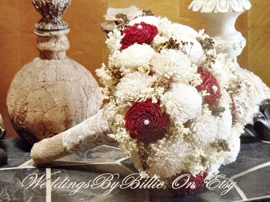 زفاف - Fall Bouquets, Burgundy Bouquet. Burlap Lace, Sola Bouquet, Alternative Bouquet,Rustic Shabby Chic ,Bride, Keepsake Bouquet