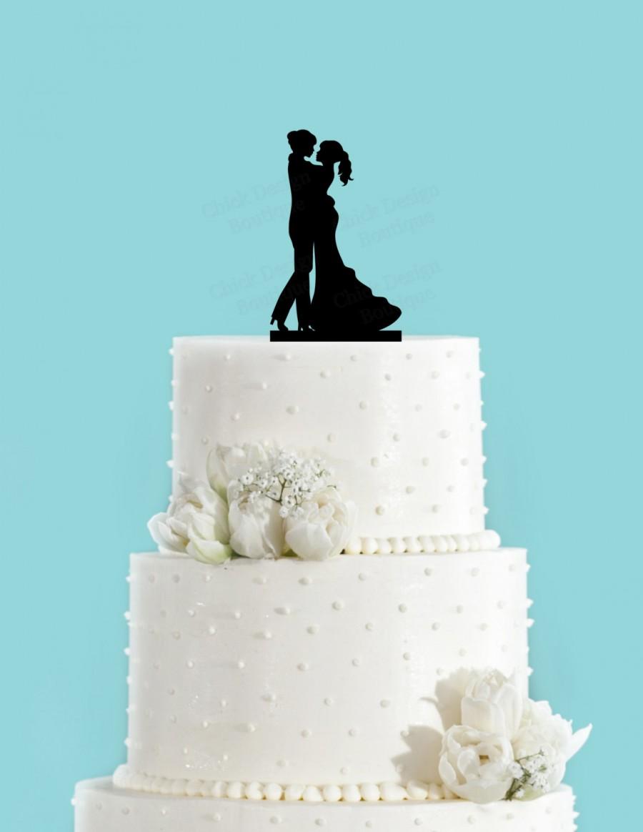 Wedding - Bride and Bride Couple Dancing Acrylic Wedding Cake Topper, Same Sex Cake Topper, Lesbian Cake Topper