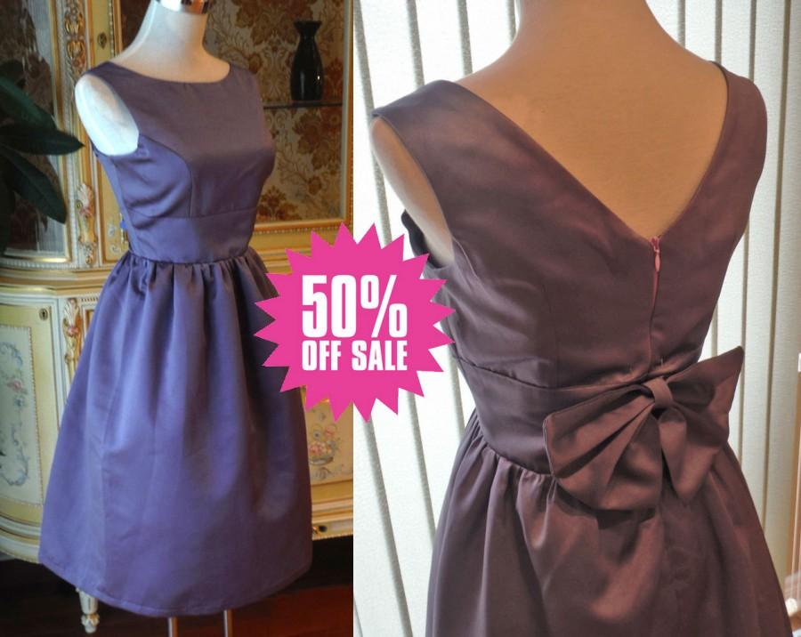 Mariage - Audrey hepburn dress, purple bridesmaid dress, 50s dress, Plus Size, Petite, Tall available