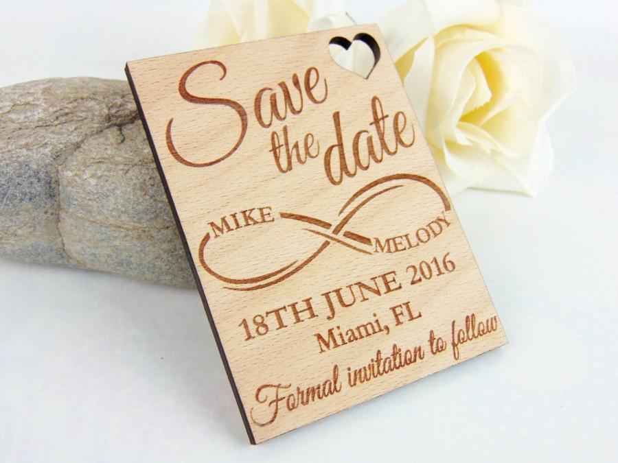 Mariage - Infinite Custom Save the Date Magnet Set, Wood Save the Date, Wedding Save the Date, Wedding Accessory, Wooden Tags, Wedding favor, Heartcut