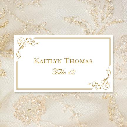 Hochzeit - Printable Place Cards "Elegance" in Gold Editable Word.doc Tent Card Template Avery 5302 Compatible ANY 1 or 2 COLORS Av. DIY You print