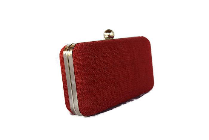 Hochzeit - Poppy Red minaudiere box  clutch, bridal accessory, Bridesmaids gift clutch, Red wedding purse/ Valentine's day purse/ Evening clutch