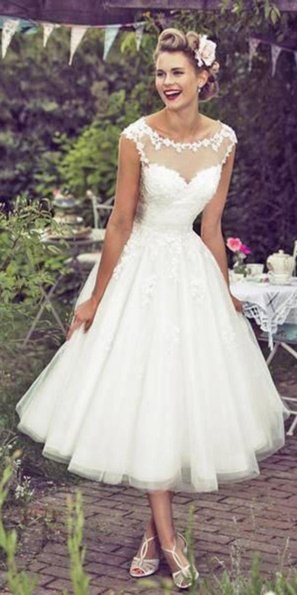 زفاف - 18 Gorgeous Tea Length Wedding Dresses