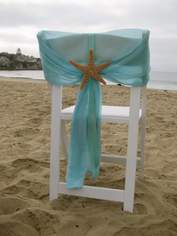 Hochzeit - Beach Wedding Chair Caps With Starfish Or Sand Dollars - Set Of 2 - Beach Wedding Decoration, Sweetheart Table Chair Decoration