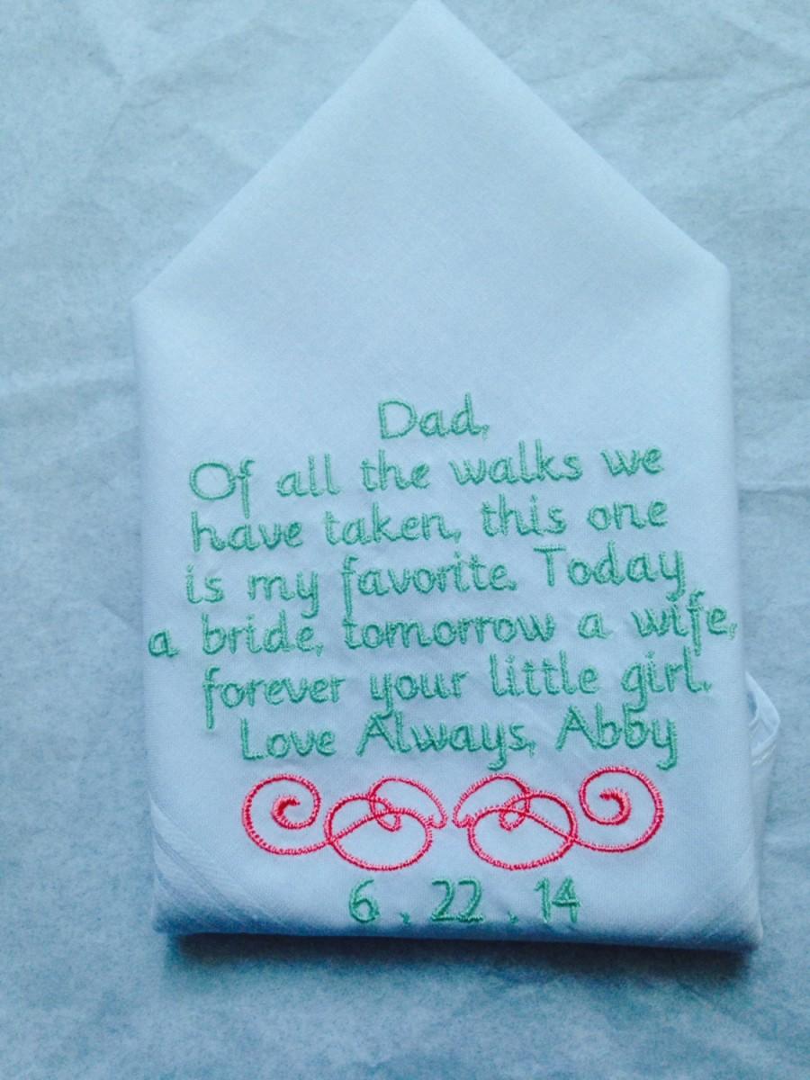 Hochzeit - Personalized Handkerchief for Father of Bride