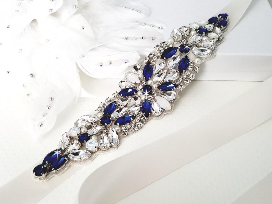 Hochzeit - SALE Something Blue Bridal Sash, Sapphire Blue Bridal Belt, Wedding Sash, Bridesmaid Belt, Wedding Dress Sash, Wedding Dress, Style 144