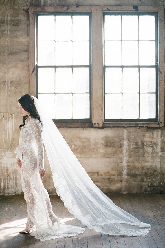 Wedding - Sophia French Lace Cathedral Length Veil