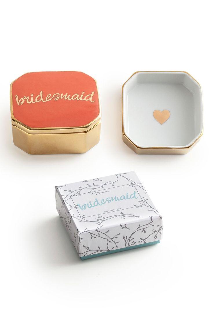 Hochzeit - 'Bridesmaid' Porcelain Trinket Box