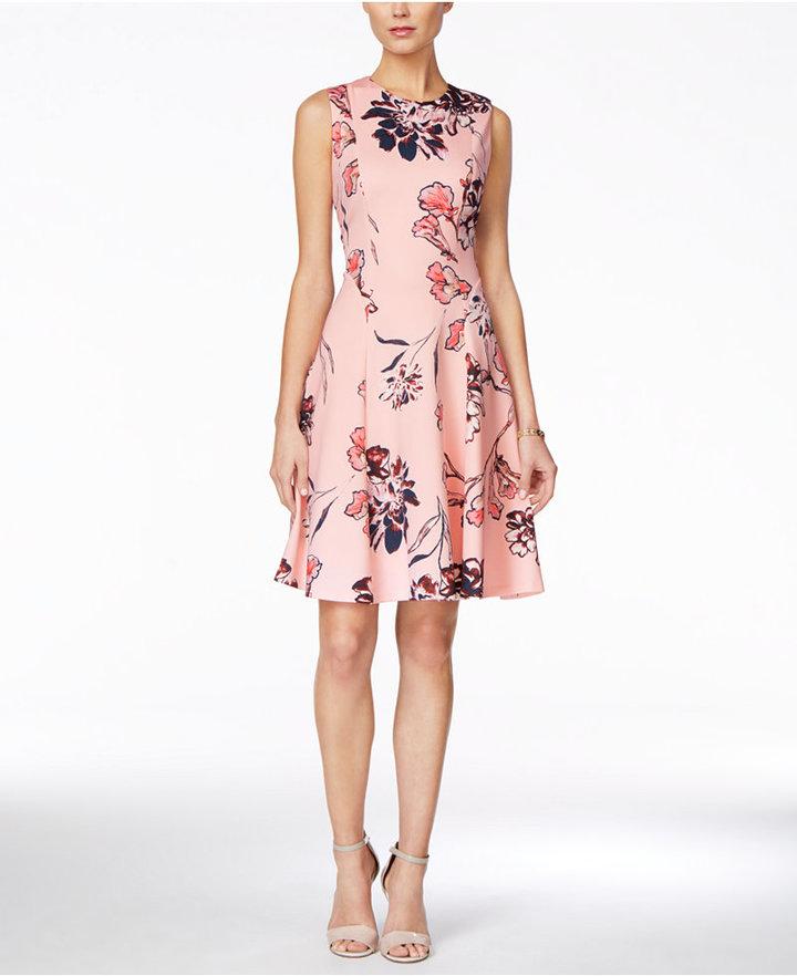 زفاف - Ivanka Trump Sleeveless Floral-Print Fit & Flare Dress