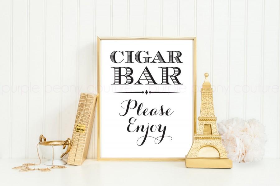 Свадьба - Cigar Bar Sign Wedding Printable Birthday Decoration Digital 8x10 PDF INSTANT DOWNLOAD