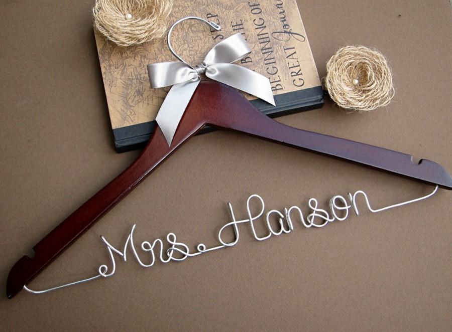 Hochzeit - SALE Personalized Bridal Hanger, Wedding Hanger, Bridesmaid Gift, Wedding Gift, Graduation Gift with Ribbon Color of your choice