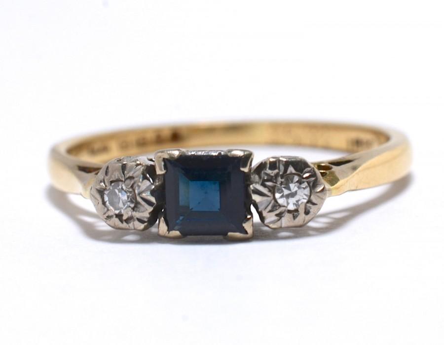 زفاف - Sapphire and Diamond Platinum & 18K Ring - Size 7