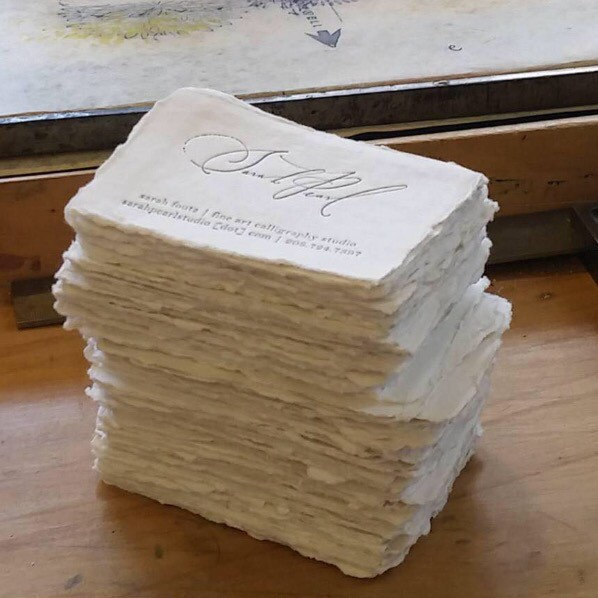 Wedding - Letterpress Business Cards Blank Cotton Paper Deckle Place Escort Cards Deckled Edge