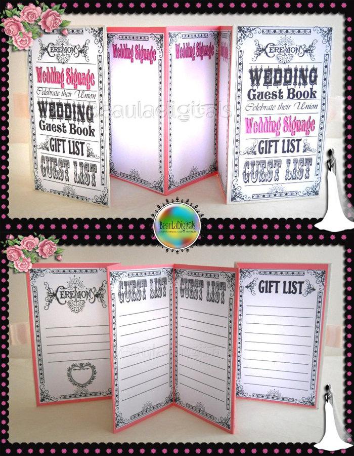 Mariage - Vintage Wedding Guest Book - Steam Punk Vintage _ Accordian Style Book - Signage - Guest - Gift Lists _ Printable JPEG  Instant download