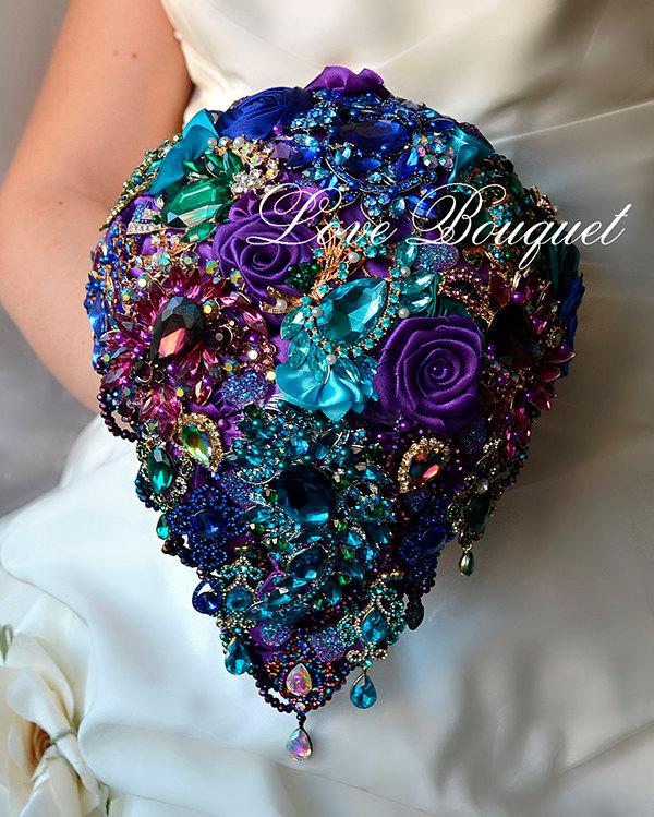Mariage - Peacock Wedding Brooch Bouquet