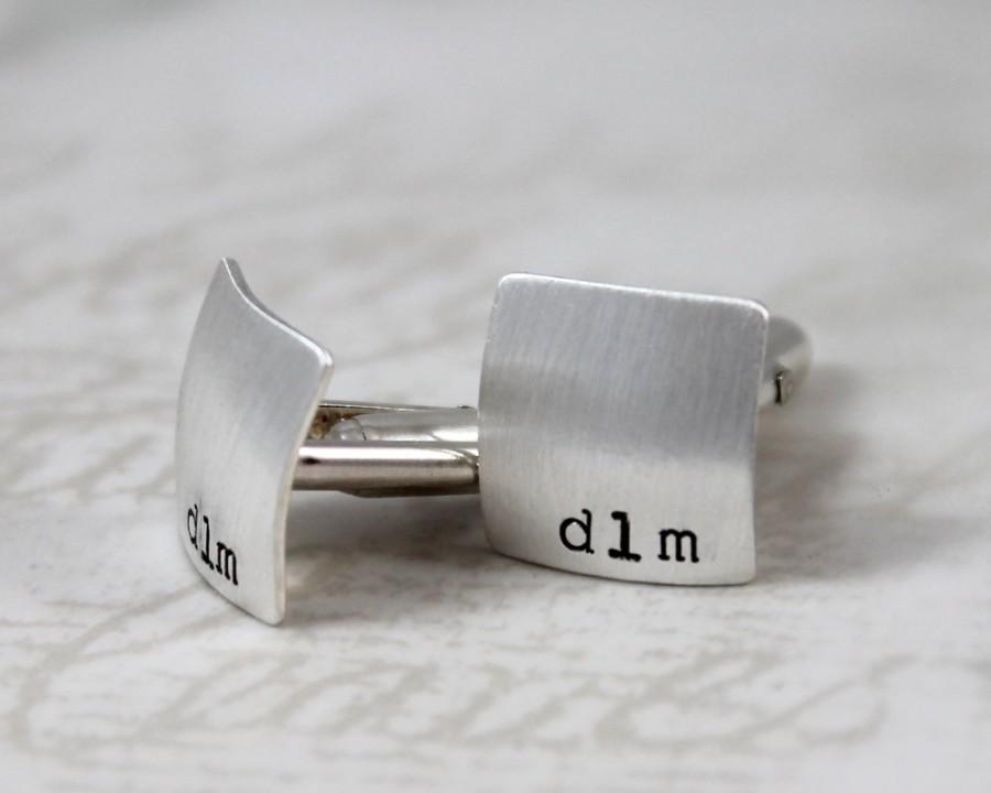 Mariage - Father's Day Gift, Personalized Wedding Cuff Links, Square Cufflinks, Sterling Silver Cufflinks, Mens Personalized, Initial Cufflinks