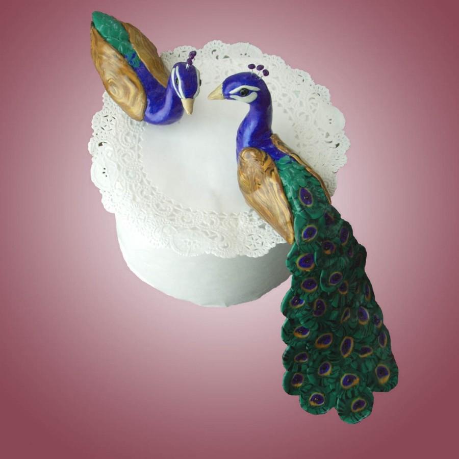 Hochzeit - Indian Peacock & Peahen Cake Topper - Made to Order
