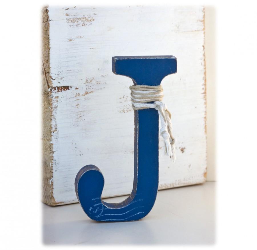 Hochzeit - Rustic Decorative Letter J: Stand alone - Nursery Letter Boy - Nautical Wedding Cake Topper Letter - Beach Wedding Centerpiece - Gift Ideas