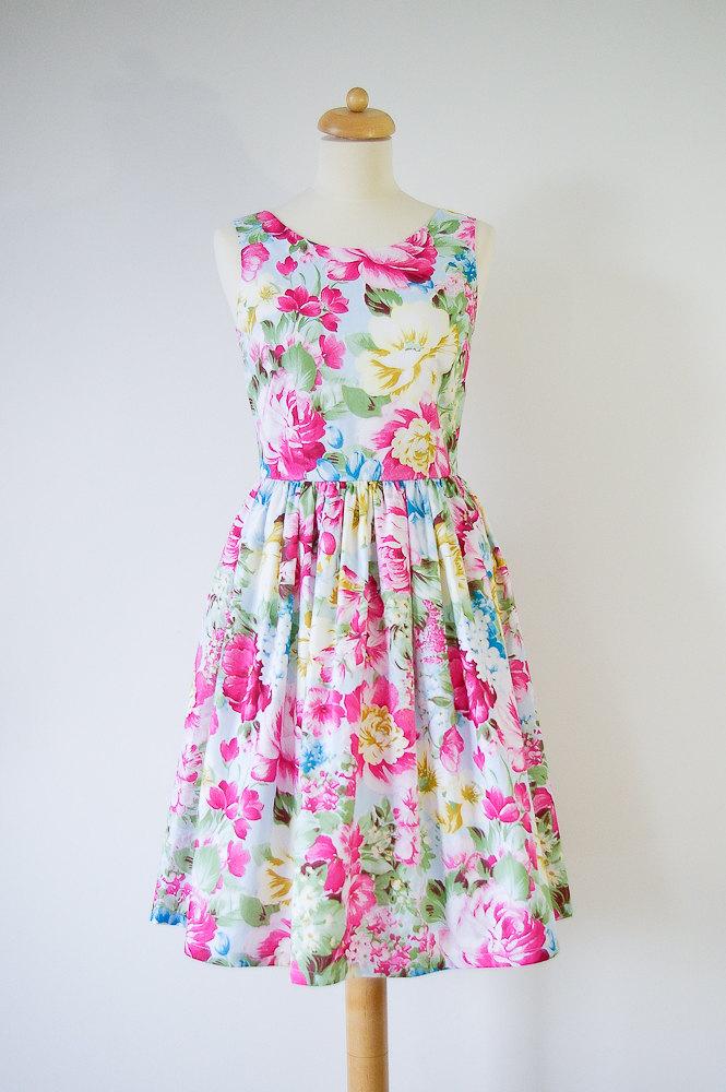 زفاف - Custom made floral bridesmaid dress, vintage inspired dress.