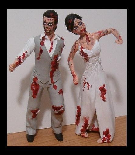 Wedding - Custom Zombie Wedding Cake Toppers Figure set - Personalized to Look Like Bride Groom from your Photos
