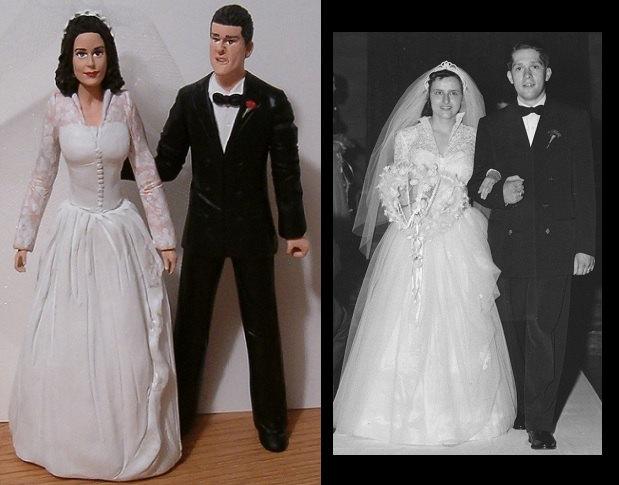 Свадьба - Custom Anniversary Cake Toppers Figure set - Personalized to Look Like Bride Groom from your Photos