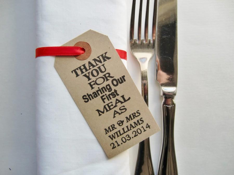 Wedding - 60 Wedding Napkin Holders-Wedding Table Decor-Thank You for Sharing Our First Meal-Unique Wedding Favors-Weddings-Rustic Wedding Table