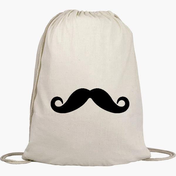 Hochzeit - Cinch Sack Backpack - Drawstring Bags - Beach Bags - Natural Cotton Bag - Mustache