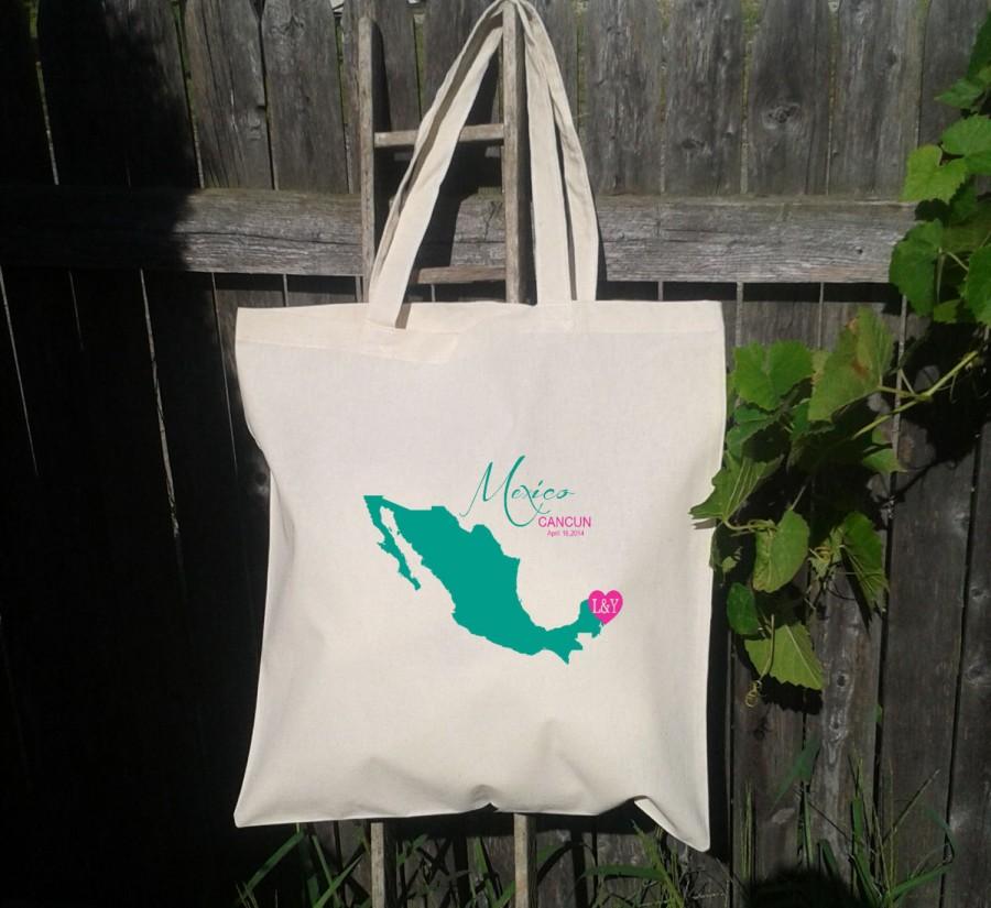Mariage - 20  Wedding Welcome Bags-Personalized Wedding Tote- Destination Wedding - Mexico - Cancun