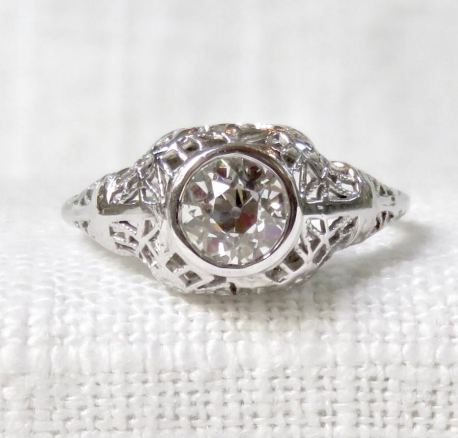 Свадьба - 1920s 18k Gold 1.10 Carat Diamond Engagement Ring