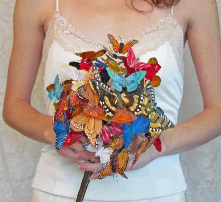 Wedding - Butterfly Wedding Bouquet, in Oranges, Reds, and Blues for your Wedding, Examply Only!! DO NOT PURCHASE