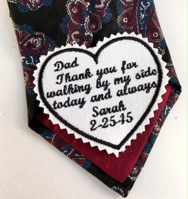 Wedding - Personalized WEDDING TIE PATCH - Father of the Bride, Thank You, Dad Patch, Wedding Day, Wedding Accessories, Bridal Accessories, Dad