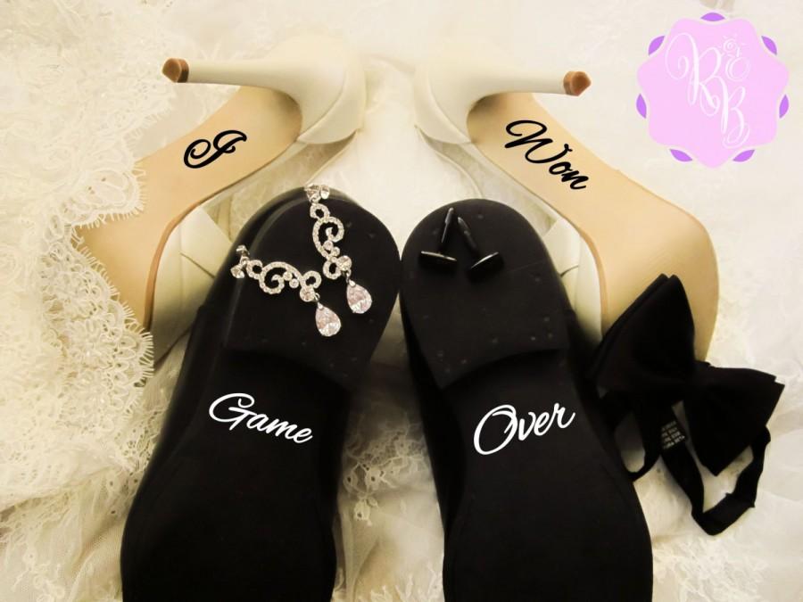 زفاف - Wedding Shoes Decal Set - I Won + Game Over - Wedding Shoes Sole Sticker Wedding Decal Wedding Sticker Bride And Groom Shoes Decals