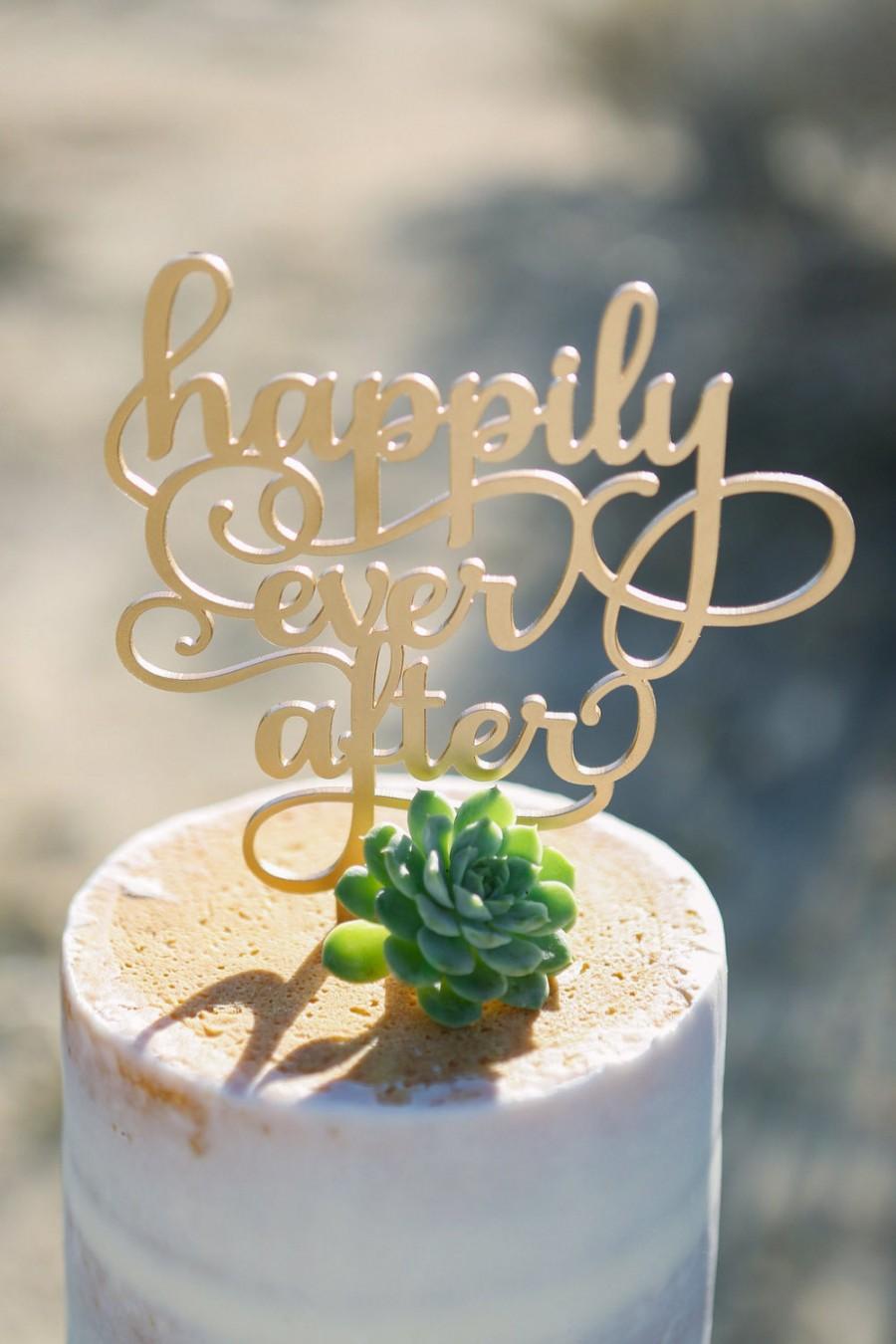 زفاف - Happily Ever After Wedding Cake Topper - Gold cake topper - laser cut cake topper - wedding cake - wedding details - laser cut - gold