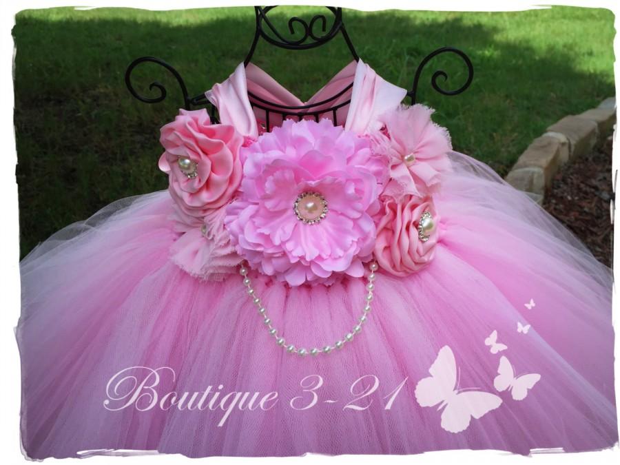 زفاف - Pink Flower Girl Dress, Pink tutu dress, Pink Birthday Dress,