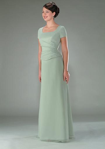 Wedding - Square Floor Length Short Sleeves Chiffon Ruched