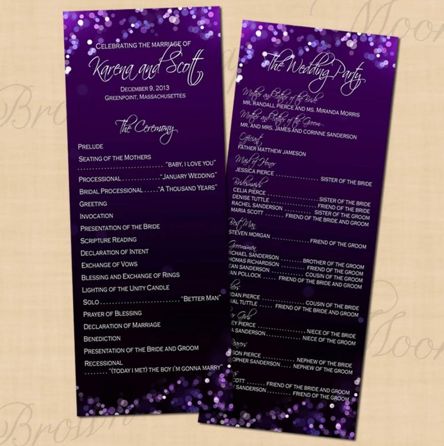 زفاف - Purple Night Sky Wedding Programs (4.25x11): Text-Editable, Printable, Instant Download